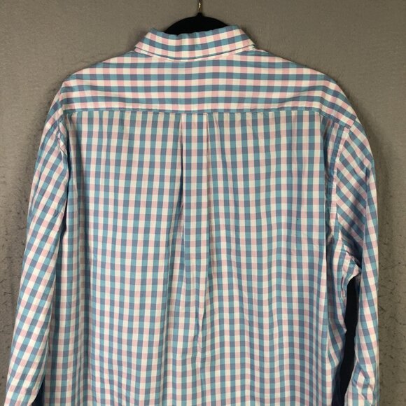 Gitman Bros Shirt Mens Blue Pink Gingham Check Button Front Cotton Made USA - Picture 8 of 16
